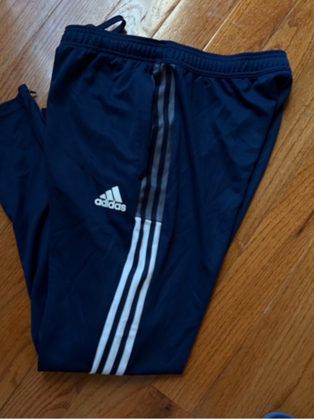 adidas Navy Jogger Pants with White Side Stripes